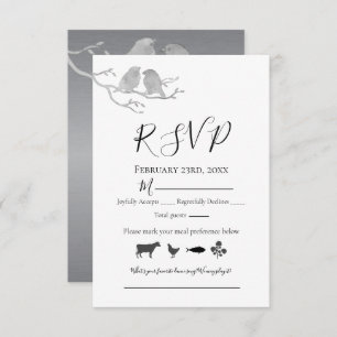 Cartão RSVP Ramificação da Árvore das Aves Aquáticas da Cinza