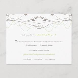 Cartão RSVP Ramificações de Árvores de Amor Anotadas Placa RSV