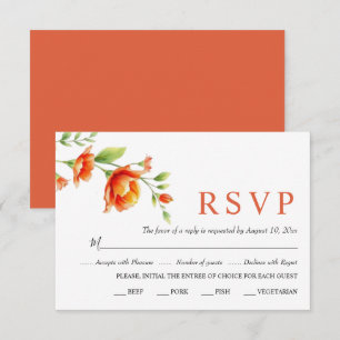 Cartão RSVP Ramo de aquarela com flores laranja casamento