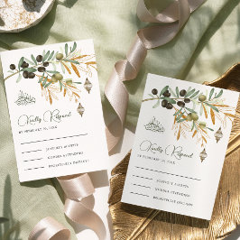 Cartão RSVP Ramo de Ouro Oliva Lanterna Árabe Casamento Islâmi