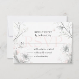 Cartão RSVP Ramo Floral Delicado e Caprichoso em Rosa Pálido