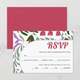 Cartão RSVP Ramos coloridos e flores Boho retro casamento
