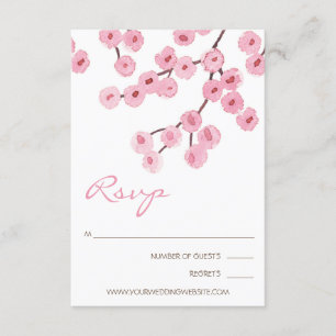 Cartão RSVP Ramos da flor de cerejeira da aguarela