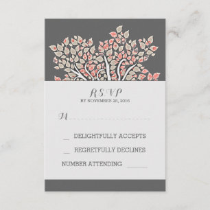 Cartão RSVP ramos de árvore velhos elegantes cinzentos que