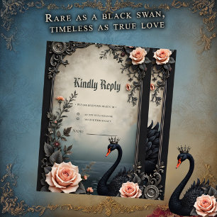 Cartão RSVP Raro como um cisne negro, eterno como o amor verda