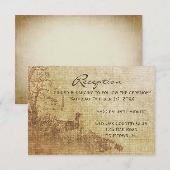 Cartão RSVP Recepção de casamento de faisão de outono (Frente/Verso)