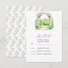 Cartão RSVP Recepção do Arco de Casamento Floral primavera