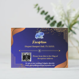 Cartão RSVP Recepção Elegante Azul Marinho Terracotta
