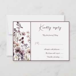 Cartão RSVP Red Blush Floral Wedding Elegant Romantic