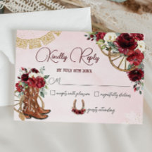 Red Burgundy Floral Charro West Quinceañera Respos