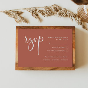 Cartão RSVP Red Clay Elegante com opção de refeiçã