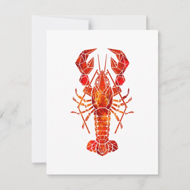 Cartão RSVP Red polygonal lobster (Frente)