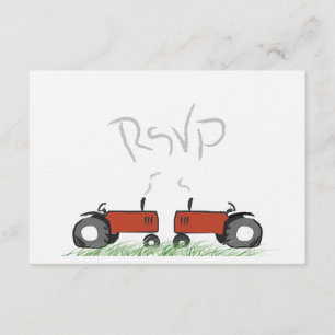 Cartão RSVP Red Trator Wedding