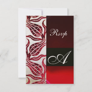 Cartão RSVP RED VELVET TULIP MONOGRAM Burgundy Champagne White