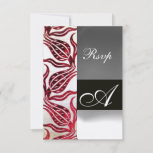Cartão RSVP RED VELVET TULIP MONOGRAMA Burgundy Champanhe Bran