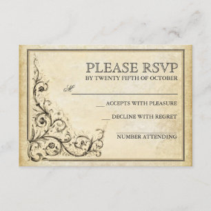 Cartão RSVP Redemoinhos do flourish do vintage que wedding