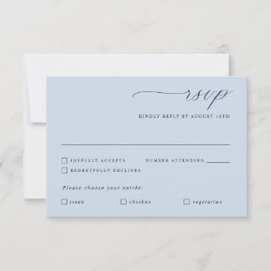 Cartão RSVP Refeição De Casamento Da Caligrafia Azul-Dourada D
