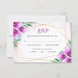 Cartão RSVP Refeição de Casamento Lily - Roxo Geométrico Moder