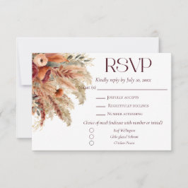 Cartão RSVP Refeições de flores secas de outono de terracota G