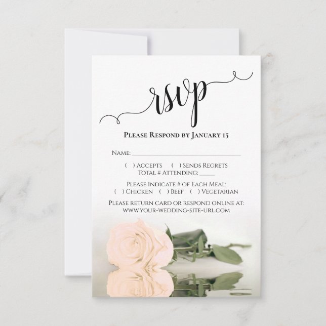 Cartão RSVP Refletindo Casamento Elegante Rosa Laranja Pálido  (Frente)