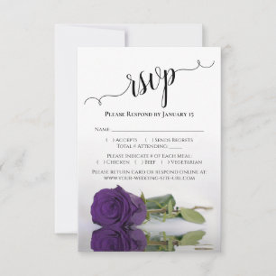 Cartão RSVP Refletindo Casamento Elegante Rosa Roxo Real Profu