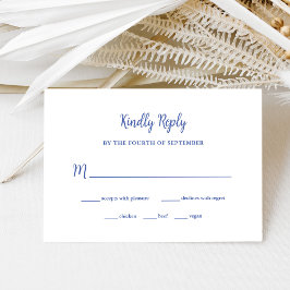 Cartão RSVP Regal Blue | Escolha de Refeição de Casamento