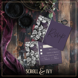 Cartão RSVP Regal Lilac, Brilhante White Bloom Response Card