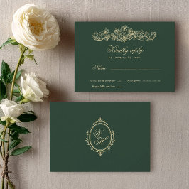 Cartão RSVP Regency Garden Vintage Classic Romantic Wedding