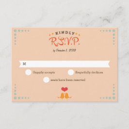 Cartão RSVP Registro de vinil retrô moderno Orange Sky Blue RS