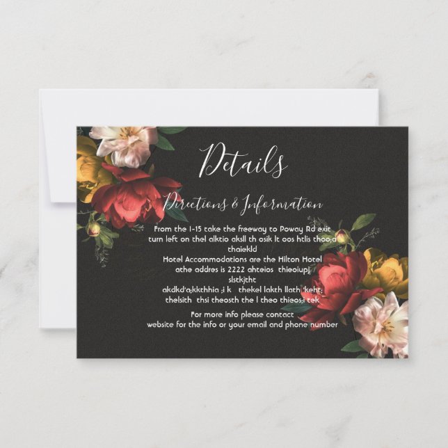 Cartão RSVP Rembrandt Floral Wedding Details and info card (Frente)