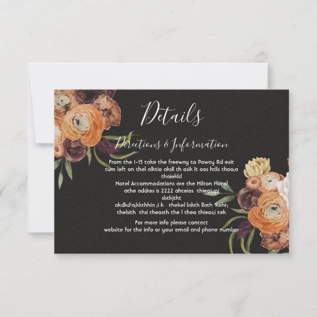 Cartão RSVP Rembrandt Floral Wedding Details and info card (Frente)