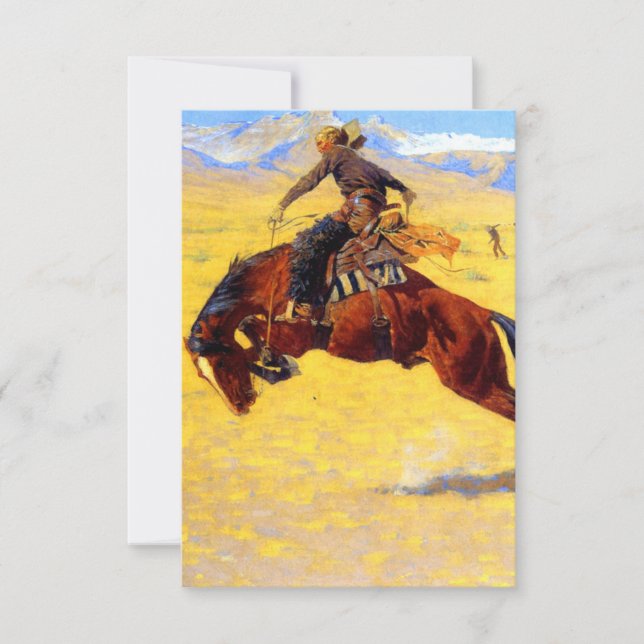 Cartão RSVP Remington Old West Horse and Cowboy (Frente)