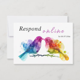 Cartão RSVP Responda aos pássaros LGBTQ+ do Arco-Íris Online