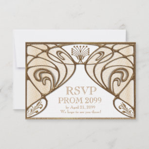 Cartão RSVP RESPONDA PROM, Grande Gatsby, dourado sobre branco