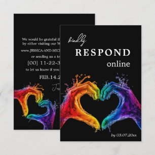 Cartão RSVP 🌈 ❤️ Responder ao casamento do Coração do Orgulho