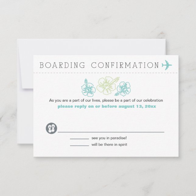 Cartão RSVP Responder até passagem de embarque para Nassau (Frente)