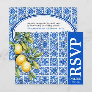 Cartão RSVP 💙🍋Responder online Romance Azul & Limão