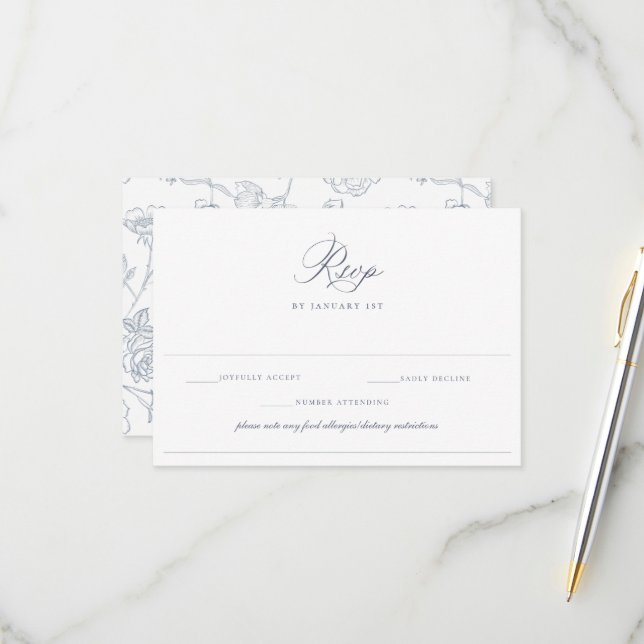 Cartão RSVP Restrição à Dieta de Alergia à Comida de Casamento (Frente/Verso In Situ)