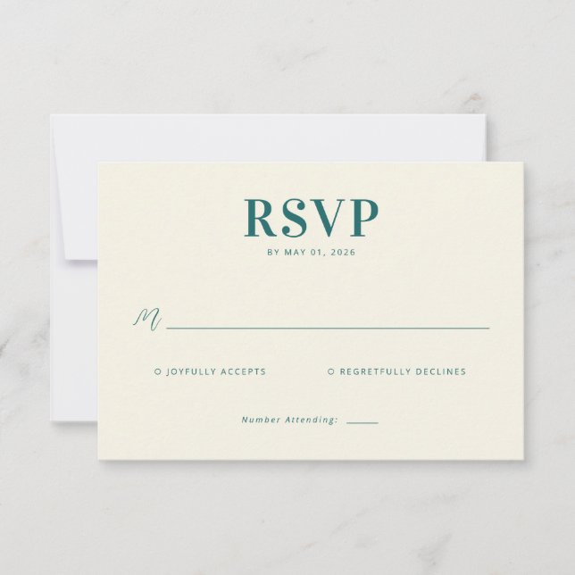 Cartão RSVP Retro Botanica and Teal Wedding (Frente)