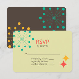 Cartão RSVP Retro Colorido Moderno Geométrico