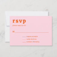 Retro Font Orange e Pink Modern Weding