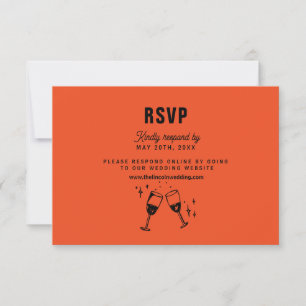 Cartão RSVP Retro Funky Modern Wedding