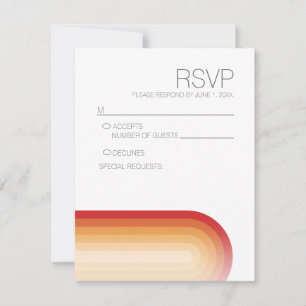 Cartão RSVP Retro Stripes - Casamento Moderno Terra Cotta Suns