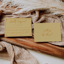 Cartão RSVP Retro Yellow Orange Hand Written Drawn Wedding