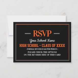 Cartão RSVP Reunião de Classe Formal Elegante