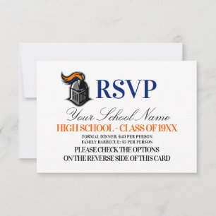 Cartão RSVP Reunião de Classes de Mascotes Escolares