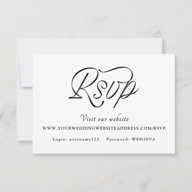 Cartão RSVP Ribbon Script Minimalist Wedding (Frente)