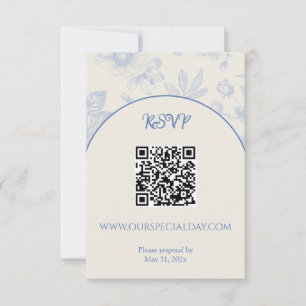Cartão RSVP Rich Blue Floral Floral Floral Floral Floral Flora