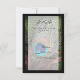 Cartão RSVP Rich Peacock Feather com Green Moss