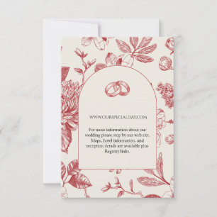 Cartão RSVP Rich Red French Floral Toile Floral Enclosure Card